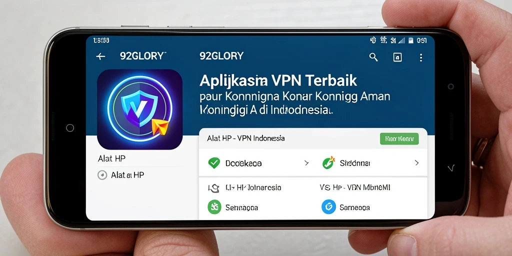 Antarmuka aplikasi 92GLORY menampilkan fungsi VPN yang intuitif dan mudah digunakan.