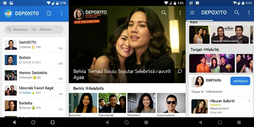 Antarmuka DEPOXITO yang menarik dan informatif untuk berita selebriti.