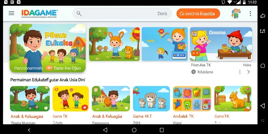 Antarmuka menarik dari aplikasi Game Anak TK IDAGAME.