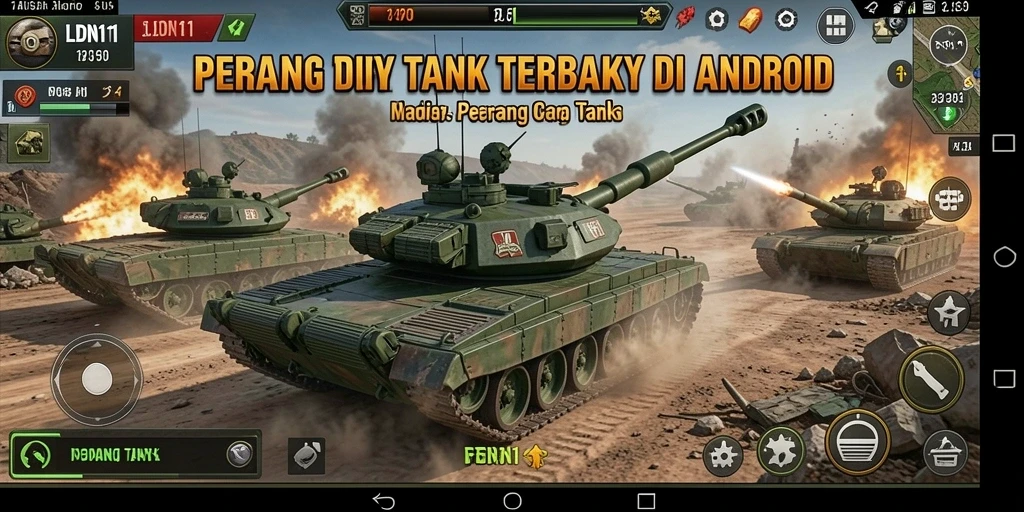 Tampilan antarmuka permainan Perang Tank LDN11 yang menarik.
