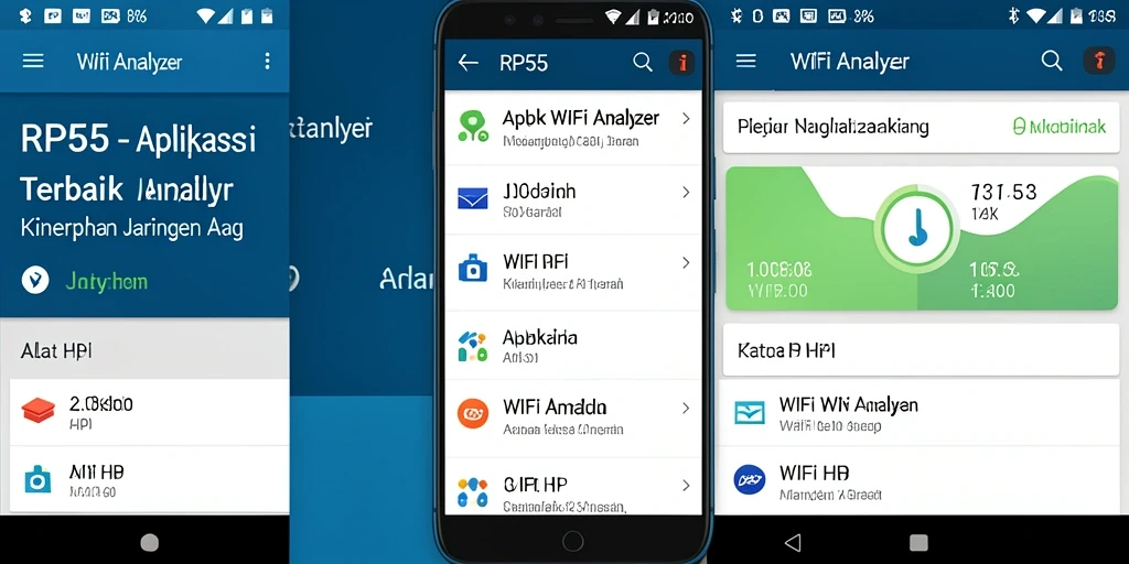Antarmuka pengguna yang ramah dan informasi mendetail WiFi Analyzer.