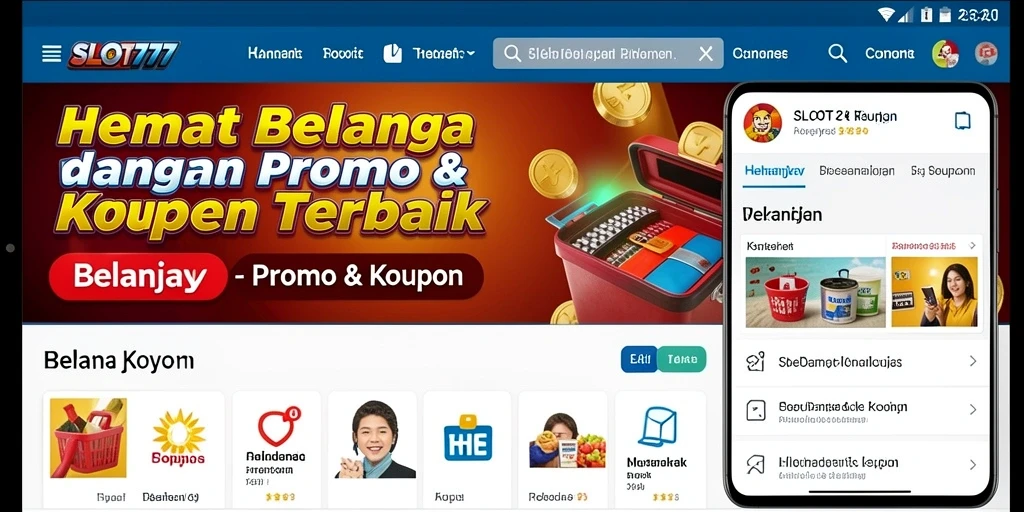 Antarmuka SLOT777 menampilkan kupon dan promo terbaik untuk belanja.